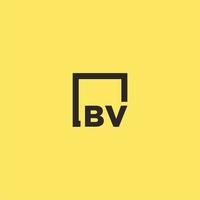 logotipo de monograma inicial bv con diseño de estilo cuadrado vector