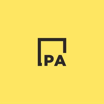 PA initial monogram logo with square style design vector