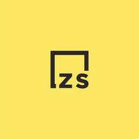 ZS initial monogram logo with square style design vector