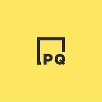 logotipo de monograma inicial pq con diseño de estilo cuadrado vector