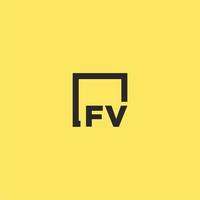 logotipo de monograma inicial fv con diseño de estilo cuadrado vector