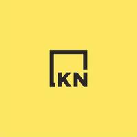 KN initial monogram logo with square style design vector