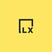 LX initial monogram logo with square style design vector