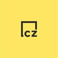 CZ initial monogram logo with square style design vector