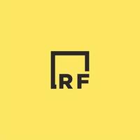 RF initial monogram logo with square style design vector