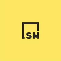 logotipo de monograma inicial sw con diseño de estilo cuadrado vector