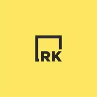 RK initial monogram logo with square style design vector