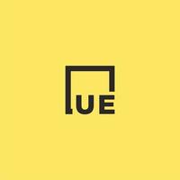 UE initial monogram logo with square style design vector