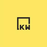 logotipo de monograma inicial kw con diseño de estilo cuadrado vector