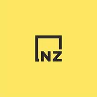 NZ initial monogram logo with square style design vector
