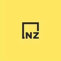 logotipo de monograma inicial de nz con diseño de estilo cuadrado vector