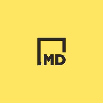 MD initial monogram logo with square style design vector