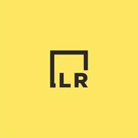 LR initial monogram logo with square style design vector