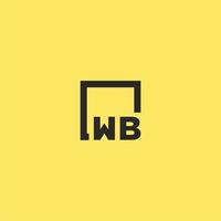 WB initial monogram logo with square style design vector