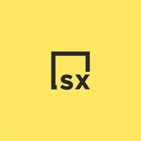 SX initial monogram logo with square style design vector