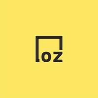 logotipo de monograma inicial de oz con diseño de estilo cuadrado vector
