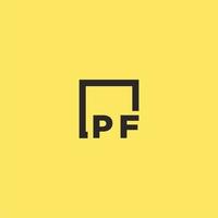 PF initial monogram logo with square style design vector