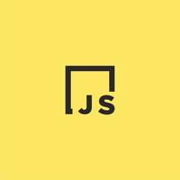 logotipo de monograma inicial js con diseño de estilo cuadrado vector