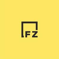 logotipo de monograma inicial fz con diseño de estilo cuadrado vector