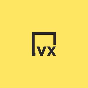 VX initial monogram logo with square style design vector