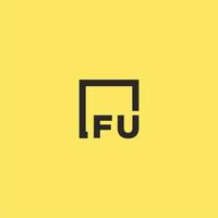 FU initial monogram logo with square style design vector