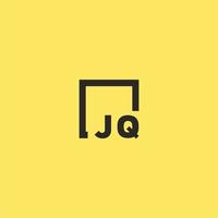 logotipo de monograma inicial jq con diseño de estilo cuadrado vector