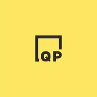 QP initial monogram logo with square style design vector