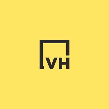 logotipo de monograma inicial vh con diseño de estilo cuadrado vector