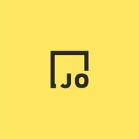 JO initial monogram logo with square style design vector