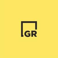 GR initial monogram logo with square style design vector