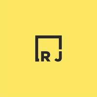 RJ initial monogram logo with square style design vector