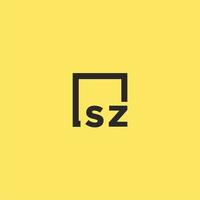 SZ initial monogram logo with square style design vector