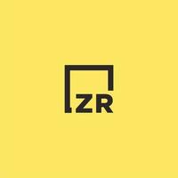 ZR initial monogram logo with square style design vector