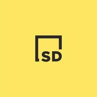 SD initial monogram logo with square style design vector