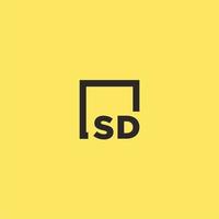 SD initial monogram logo with square style design vector