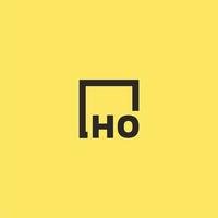 HO initial monogram logo with square style design vector