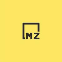 MZ initial monogram logo with square style design vector