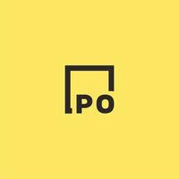 PO initial monogram logo with square style design vector