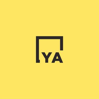 YA initial monogram logo with square style design vector