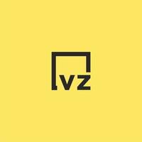logotipo de monograma inicial vz con diseño de estilo cuadrado vector
