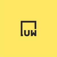 UW initial monogram logo with square style design vector