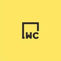 WC initial monogram logo with square style design vector