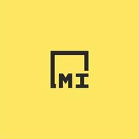 MI initial monogram logo with square style design vector