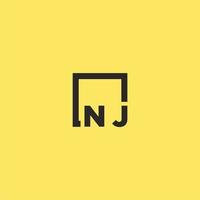 logotipo de monograma inicial de nj con diseño de estilo cuadrado vector