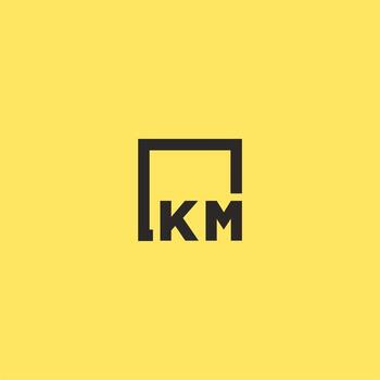 KM initial monogram logo with square style design vector