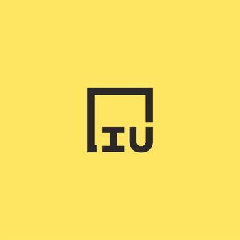 IU initial monogram logo with square style design vector