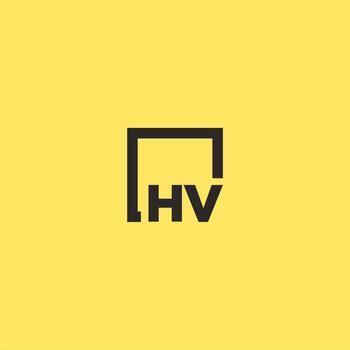 HV initial monogram logo with square style design vector