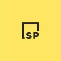 SP initial monogram logo with square style design vector