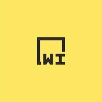 WI initial monogram logo with square style design vector