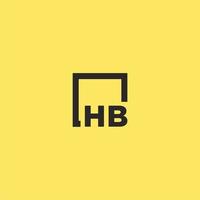 HB initial monogram logo with square style design vector